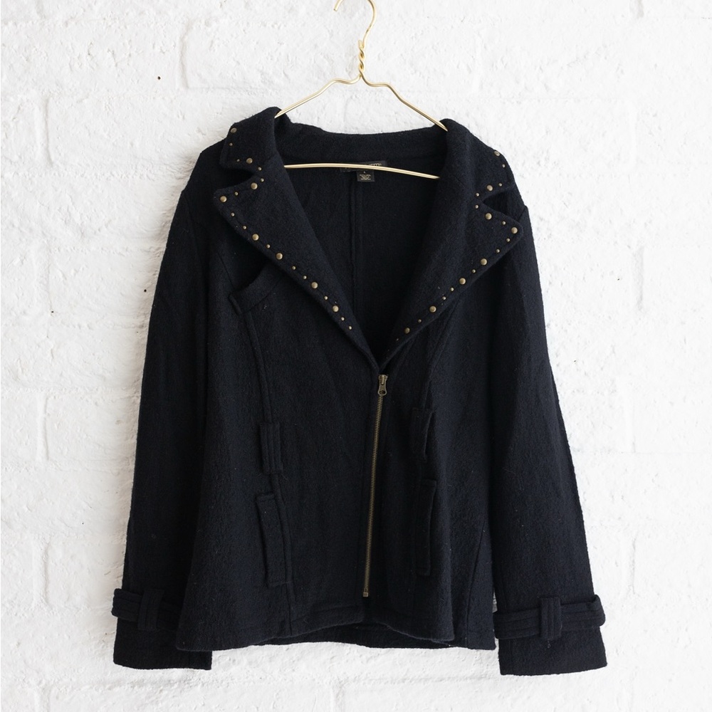 A. Giannetti Black 100% Wool Jacket with Gold Studded Accents - Women’s L - Picture 2 of 11